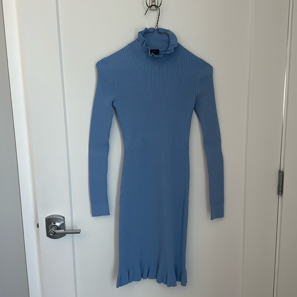 J Crew super-sculpt ruffle-neck mini sweater-dress